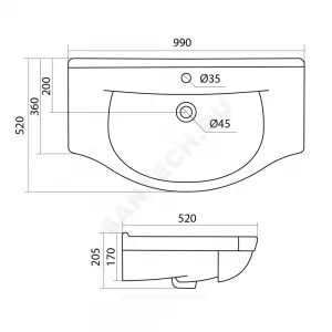 Умывальник мебельный Эльбрус 100 1 отверстие под смеситель по центру Santek 1.WH11.0.255 Умывальник мебельный Эльбрус 100 1 отверстие под смеситель по центру Santek 1.WH11.0.255