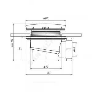 Сифон для поддона 1 1/2"x90/40 h=65мм слив крышка D=115мм АНИ Пласт E320C
