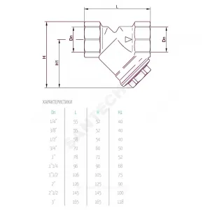 Фильтр сетчатый Y-образный латунь Ду 10 Ру20 Тмакс=110 oC 3/8" ВР 246 OR 0246.012