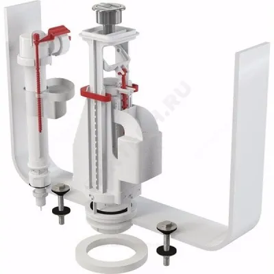 Арматура для бачка сливная/наливная нижнее подключение кнопка хром 2/реж Alca Plast SA08S 3/8" CHROM