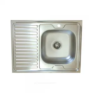 Мойка правосторонняя накладная 800х600х150мм сталь нержавеющая AISI 201 без сифона выпуск 1 1/2" Владикс V-201