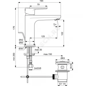 Смеситель для умывальника одноручный CERAFINE O Ideal Standard BC699XG