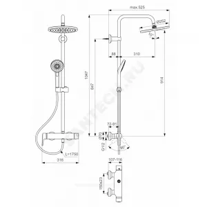Система душевая с одноручным смесителем IDEALRAIN ECO EVO SL Ideal Standard B2266AA