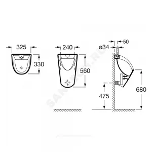 Писсуар настенный Chic в комплекте крепление и сифон Roca 35945L000