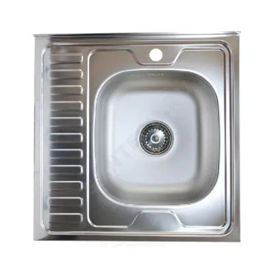 Мойка левосторонняя накладная 600х600 сталь нержавеющая AISI 201 без сифона Владикс V-203