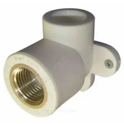 Угольник PP-R комбинированный серый ВР Дн 20х3/4" с креплением RTP (РосТурПласт) 15917