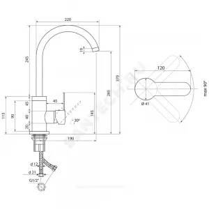 Смеситель для кухонной мойки ручка сбоку одноручный Коттедж Ф-Серия Славен СЛ-ОД-Ф22