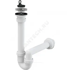 Сифон для кухонной мойки трубный 1 1/2"x40 с прямой трубкой 40 выпуск с нержавеющей решёткой D=70мм Alca Plast A800-DN40