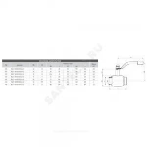 Кран шаровой сталь 09Г2С Ballomax КШТ 60.100 Ду 15 Ру40 ВР L=65мм BROEN КШТ 60.100.015.А.40