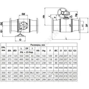 Кран шаровой сталь JIP/G-FF Ду 200 Ру25 фл с редуктором Danfoss 065N0356G