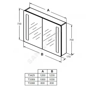 Шкаф зеркальный MIRROR&LIGHT алюминий с подсветкой Ideal Standard T3389AL Шкаф зеркальный MIRROR&LIGHT алюминий с подсветкой Ideal Standard T3389AL