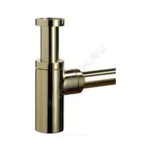 Сифон для умывальника бутылочный латунь 1 1/4"x32 с прямой трубкой 32 золото без выпуска Орио CG-404
