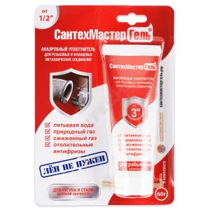 Гель анаэробный для резьбовых и фланцевых соединений тюбик 60гр красный СантехмастерГель 04026