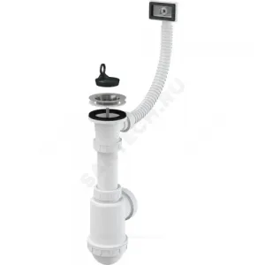 Сифон для кухонной мойки бутылочный с гибким переливом 1 1/2"x40/50 выпуск с нержавеющей решёткой D=70мм Alca Plast A444-DN50/40