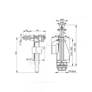 Арматура для бачка сливная/наливная 1/2" нижнее подключение кнопка хром 2/реж Alca Plast SA08SK 1/2" CHROM Арматура для бачка сливная/наливная 1/2" нижнее подключение кнопка хром 2/реж Alca Plast SA08SK 1/2" CHROM
