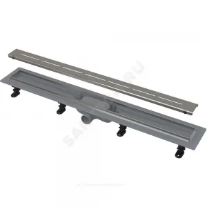 Лоток душевой с гидрозатвором+механический сухой затвор Дн 40 950х60мм с нержавеющей решеткой горизонтальный выпуск Alca Plast APZ18-950M