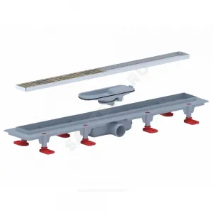 Лоток душевой с "сухим" затвором Дн 40 450х62мм с рамкой-вкладышем под плитку горизонтальный выпуск "МОЛ" АНИ Пласт TLQ1045