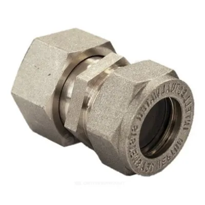 Муфта латунь никель Ду 15х3/4" ЕК обжим/ВР для нержавеющих труб STAHLMANN SSFL1503/4BEFE