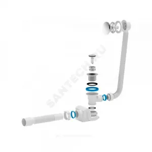 Слив-перелив для ванны Бриг автоматический 1 1/2"x40 с гофрой 40х50 слив клапан "клик-клак" (сетка) D=42,6мм АНИ Пласт ЕС655S