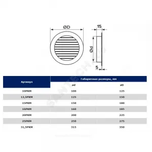 Решётка вентиляционная алюминий D 125 серая Эра 10РКМ