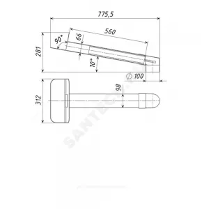 Воронка парапетная ПВХ Дн 100 с угловым отводом 65x100мм Татполимер ТП-01.П.ПВХ