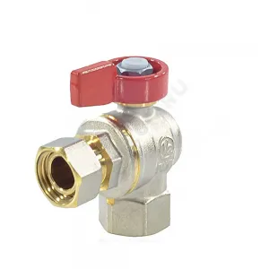 Кран шаровой латунь никель угловой R781 Ду 15 Ру16 ВР/нак. гайка полнопроходной флажок Giacomini R781PX013