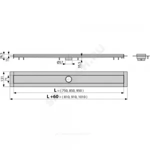 Лоток душевой без сифона Дн 57 750х71мм без решетки вертикальный выпуск Alca Plast APZ13-750