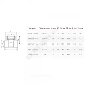 Тройник PP-R комбинированный белый Дн 25х3/4" ВР PRO VALFEX 10127025-PRO