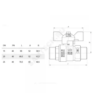 Кран шаровой латунь никель газ Pride Ду 15 Ру40 НР полнопроходной бабочка аналог 11б27п LD 47.15.Н-Н.Б