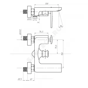 Смеситель для ванны с душем одноручный ДИЗАЙН Профсан PSM-500-1