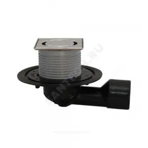 Трап для балконов и террас регулируемый с "сухим" затвором Дн 50/75 с нержавеющей решёткой 115х115мм с фиксацией решетки Klick-Klack горизонтальный/вертикальный выпуск HL HL80-3000