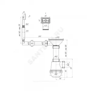 Сифон для кухонной мойки бутылочный с жестким переливом 3 1/2"x40 выпуск с нержавеющей решёткой D=115мм Ани Грот АНИ Пласт A0145