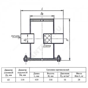 Грязевик верт сталь Ду 65 Ру16 п/привар КАЗ