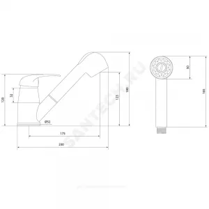 Смеситель для кухонной мойки одноручный излив с выдвижной лейкой Дача В-серия Славен СЛ-ОД-В23