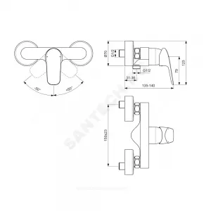 Смеситель для душа одноручный CERAFLEX Ideal Standard B1720AA
