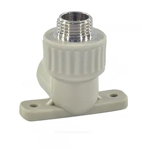 Угольник PP-R комбинированный серый Дн 20х1/2" НР с креплением VALFEX 10121020Г