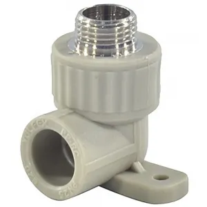 Угольник PP-R комбинированный серый Дн 20х1/2" НР с креплением VALFEX 10121020Г