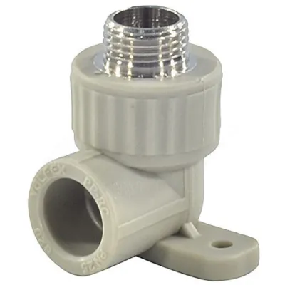 Угольник PP-R комбинированный серый НР Дн 25х1/2" с креплением VALFEX 10121025Г