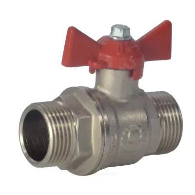 Кран шаровой латунь никель 11Б27фт1М Ду 20 Ру40 НР полнопроходной бабочка VALFEX VF.219.NB1.034