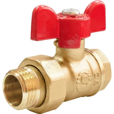 Кран шаровой латунь 11Б27фт1М OPTIMA Ду 20 Ру25 ВР/"американка" полнопроходной бабочка VALFEX VF.227.L0B1.034