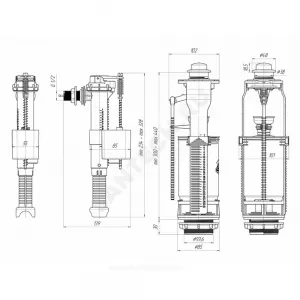 Арматура для бачка сливная/наливная 1/2" боковое подключение кнопка хром 1/реж универсал АНИ Пласт WC8010C