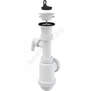 Сифон для кухонной мойки бутылочный 1 1/2"x40/50 с отводом (штуцером) выпуск с пластиковой решёткой D=70мм Alca Plast A442P-DN50/40