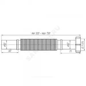 Гофра с гайкой 1 1/4"x32 L=320-730мм АНИ Пласт K203 Гофра с гайкой 1 1/4"x32 L=320-730мм АНИ Пласт K203