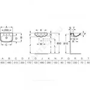 Умывальник подвесной Debba 60 1 отверстие под смеситель по центру Roca 32799400Y