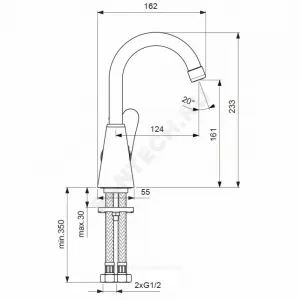 Смеситель для умывальника ручка сбоку одноручный ORION Vidima BA364AA