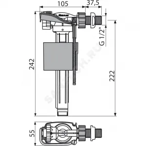 Арматура для бачка наливная 1/2" боковое подключение Alca Plast A150-1/2"