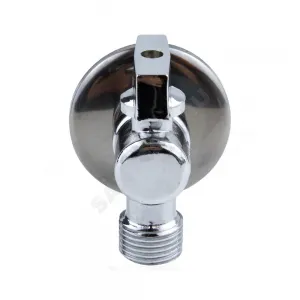 Кран шаровой латунный бытовой хром угловой 1042 G1/2"х3/4" Ру10 НР переходной бабочка с отражателем Aquasfera 1042-02