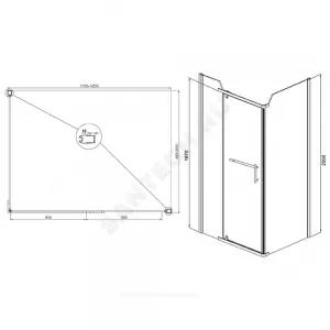 Ограждение душевое Arena Square 1200х800х2000 мм без поддона квадратная прозрачное стекло Мирсант УТ000058038