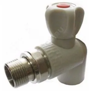 Кран шаровой PP-R серый Дн 20х1/2" НР угловой для радиатора RTP (РосТурПласт) 27828