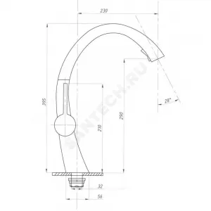 Смеситель для кухонной мойки ручка сбоку одноручный с выдвижным изливом STEEL BLACK Профсан PSM-301-9